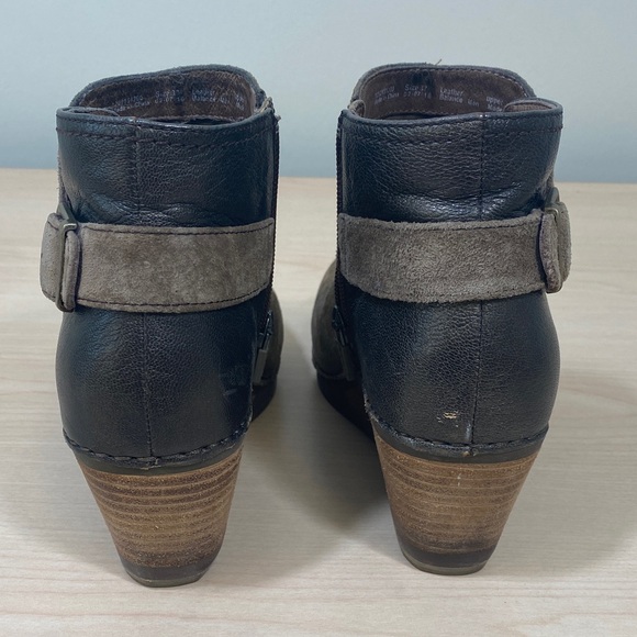 Dansko Shirley Brown Leather and Taupe Suede Ankle Boots with Buckle - Picture 6 of 13